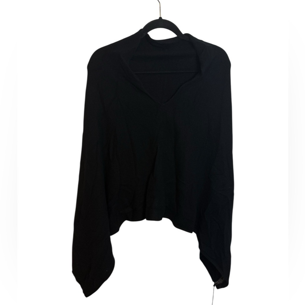 Nwt Cashmere Obsession Black 100% Cashmere Poncho Sweater
